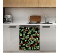 Mexpekil Autocollant magnétique pour lave-vaisselle Motif branches de Noël et feuilles 53,3 x 66 cm