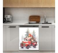 Mexpekil Autocollant magnétique pour lave-vaisselle Motif camion rouge 53,3 x 66 cm Pour porte d'entrée imperméable