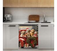 Mexpekil Autocollant magnétique pour lave-vaisselle Motif camion rouge de Noël 53,3 x 66 cm