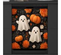Mexpekil Autocollant magnétique pour lave-vaisselle Motif citrouilles et fantômes mignons 58,4 x 66 cm