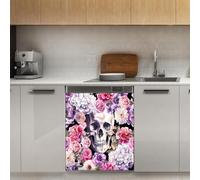 Mexpekil Autocollant magnétique pour lave-vaisselle Motif crâne floral aquarelle 53,3 x 66 cm