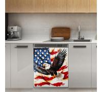 Mexpekil Autocollant magnétique pour lave-vaisselle Motif drapeau américain Aigle volant 53,3 x 66 cm