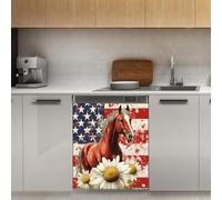 Mexpekil Autocollant magnétique pour lave-vaisselle Motif drapeau américain et marguerite 53,3 x 66 cm