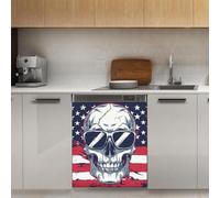 Mexpekil Autocollant magnétique pour lave-vaisselle Motif drapeau américain Tête de mort 53,3 x 66 cm