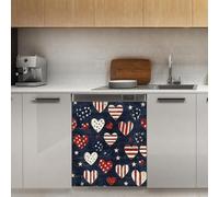 Mexpekil Autocollant magnétique pour lave-vaisselle Motif drapeau et cœurs 53,3 x 66 cm