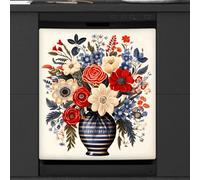 Mexpekil Autocollant magnétique pour lave-vaisselle Motif drapeau floral 53,3 x 66 cm Autocollant décoratif pour porte d'entrée étanche