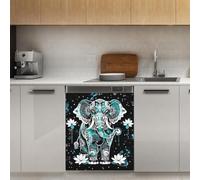 Mexpekil Autocollant magnétique pour lave-vaisselle Motif éléphant bohème 53,3 x 66 cm