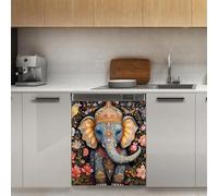 Mexpekil Autocollant magnétique pour lave-vaisselle Motif éléphant bohème 53,3 x 66 cm