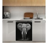 Mexpekil Autocollant magnétique pour lave-vaisselle Motif éléphant Noir 53,3 x 66 cm