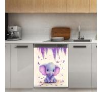 Mexpekil Autocollant magnétique pour lave-vaisselle Motif éléphant Violet 53,3 x 66 cm