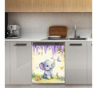 Mexpekil Autocollant magnétique pour lave-vaisselle Motif éléphant Violet 53,3 x 66 cm
