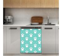 Mexpekil Autocollant magnétique pour lave-vaisselle Motif empreintes de pattes Bleu sarcelle 53,3 x 66 cm