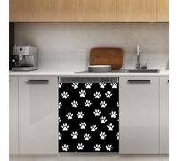 Mexpekil Autocollant magnétique pour lave-vaisselle Motif empreintes de pattes de chien 53,3 x 66 cm Autocollant décoratif pour porte d'entrée étanche