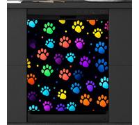 Mexpekil Autocollant magnétique pour lave-vaisselle Motif empreintes de pattes de chien arc-en-ciel 58,4 x 66 cm