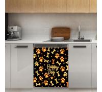 Mexpekil Autocollant magnétique pour lave-vaisselle Motif empreintes de pattes de chien Orange 53,3 x 66 cm