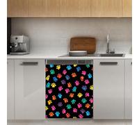 Mexpekil Autocollant magnétique pour lave-vaisselle Motif empreintes de pattes fluo 53,3 x 66 cm