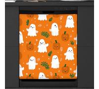 Mexpekil Autocollant magnétique pour lave-vaisselle, motif fantômes, citrouilles d'Halloween, 58,4 x 66 cm, autocollant décoratif pour porte d'entrée, panneau magnétique imperméable pour cuisine