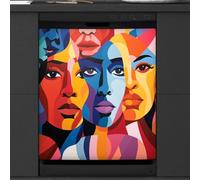 Mexpekil Autocollant magnétique pour lave-vaisselle Motif femme africaine abstraite 58,4 x 66 cm