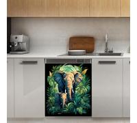 Mexpekil Autocollant magnétique pour lave-vaisselle Motif feuilles d'éléphant 53,3 x 66 cm