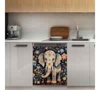 Mexpekil Autocollant magnétique pour lave-vaisselle Motif fleurs d'éléphant bohème 53,3 x 66 cm