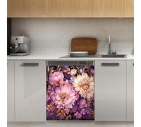 Mexpekil Autocollant magnétique pour lave-vaisselle Motif fleurs violettes et roses 53,3 x 66 cm