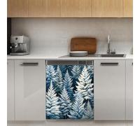 Mexpekil Autocollant magnétique pour lave-vaisselle Motif forêt de sapin d'hiver 53,3 x 66 cm
