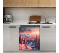 Mexpekil Autocollant magnétique pour lave-vaisselle Motif forêt rose d'hiver 53,3 x 66 cm
