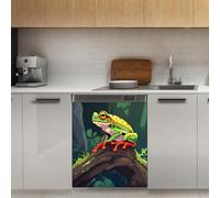 Mexpekil Autocollant magnétique pour lave-vaisselle Motif grenouille et tronc d'arbre 53,3 x 66 cm