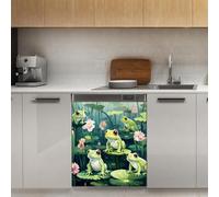 Mexpekil Autocollant magnétique pour lave-vaisselle Motif grenouille Lotus 53,3 x 66 cm