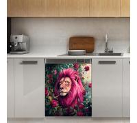 Mexpekil Autocollant magnétique pour lave-vaisselle Motif lion rose vif 53,3 x 66 cm