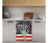 Mexpekil Autocollant magnétique pour lave-vaisselle Motif main squelette drapeau américain 53,3 x 66 cm