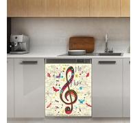 Mexpekil Autocollant magnétique pour lave-vaisselle Motif note de musique 53,3 x 66 cm Pour porte d'entrée étanche