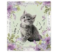 Mexpekil Autocollant magnétique pour lave-vaisselle Motif notes de chat et fleurs 53,3 x 66 cm