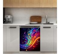 Mexpekil Autocollant magnétique pour lave-vaisselle Motif notes de musique et cœurs fluo 53,3 x 66 cm