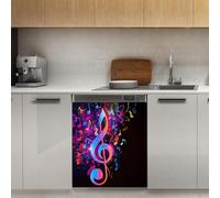 Mexpekil Autocollant magnétique pour lave-vaisselle Motif notes de musique fluo 53,3 x 66 cm