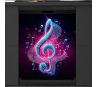 Mexpekil Autocollant magnétique pour lave-vaisselle Motif notes de musique néon 58,4 x 66 cm