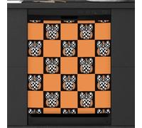 Mexpekil Autocollant magnétique pour lave-vaisselle Motif nœuds en forme de citrouille à carreaux jaunes 58,4 x 66 cm