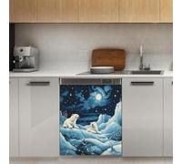 Mexpekil Autocollant magnétique pour lave-vaisselle Motif ours polaire d'hiver 53,3 x 66 cm