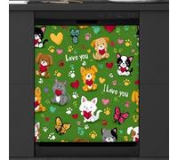 Mexpekil Autocollant magnétique pour lave-vaisselle Motif patte d'animal de dessin animé 58,4 x 66 cm