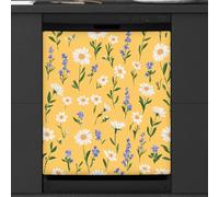 Mexpekil Autocollant magnétique pour lave-vaisselle - Motif petites marguerites jaunes - 53,3 x 66 cm - Autocollant décoratif pour porte d'entrée - Panneau magnétique imperméable