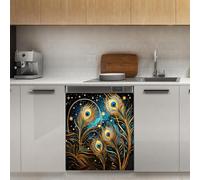 Mexpekil Autocollant magnétique pour lave-vaisselle Motif plumes de paon 53,3 x 66 cm