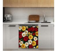 Mexpekil Autocollant magnétique pour lave-vaisselle Motif rose Daisy 53,3 x 66 cm