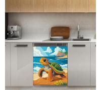 Mexpekil Autocollant magnétique pour lave-vaisselle Motif tortue de mer 53,3 x 66 cm Pour porte d'entrée étanche