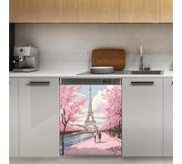 Mexpekil Autocollant magnétique pour lave-vaisselle Motif Tour Eiffel romantique 53,3 x 66 cm