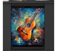 Mexpekil Autocollant magnétique pour lave-vaisselle Motif violon de musique 58,4 x 66 cm Pour porte d'entrée Étanche Panneau magnétique