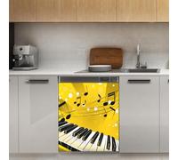 Mexpekil Autocollant magnétique pour lave-vaisselle - Notes de musique - 53,3 x 66 cm - Autocollant décoratif pour porte d'entrée - Imperméable - Panneau magnétique