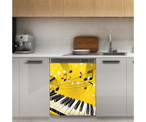 Mexpekil Autocollant magnétique pour lave-vaisselle - Notes de musique - 53,3 x 66 cm - Autocollant décoratif pour porte d'entrée - Imperméable - Panneau magnétique