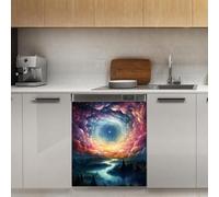 Mexpekil Autocollant magnétique pour lave-vaisselle Space Magic - 53,3 x 66 cm - Autocollant décoratif pour porte d'entrée - Imperméable - Panneau magnétique