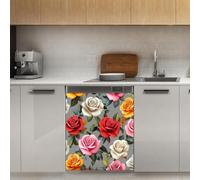Mexpekil Autocollant magnétique vintage pour lave-vaisselle Motif roses colorées 53,3 x 66 cm