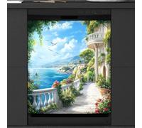 Mexpekil Beautiful Garden Sea Aimant pour lave-vaisselle | Housses décoratives réutilisables pour lave-vaisselle - Panneau avant magnétique - 58,4 x 66 cm - Autocollant pour appareils